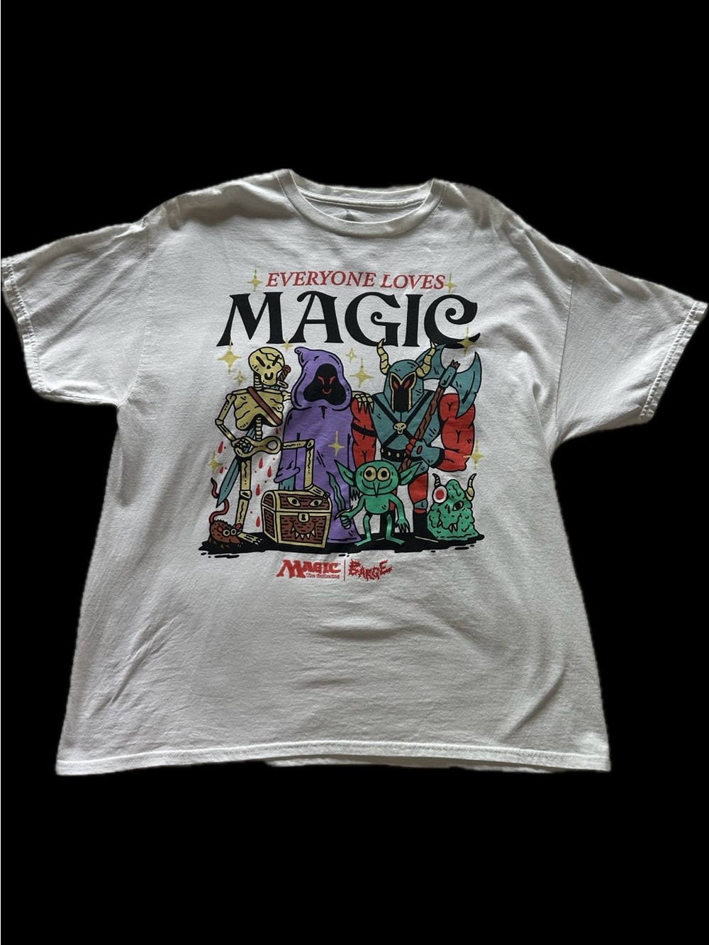 wizard of barge white “everyone loves magic” tee / sz xl